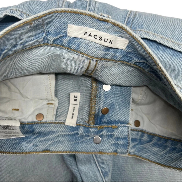 {PacSun} "Dad Jean" Button Fly Distressed Straight Leg Rigid Denim Jeans - Picture 6 of 7